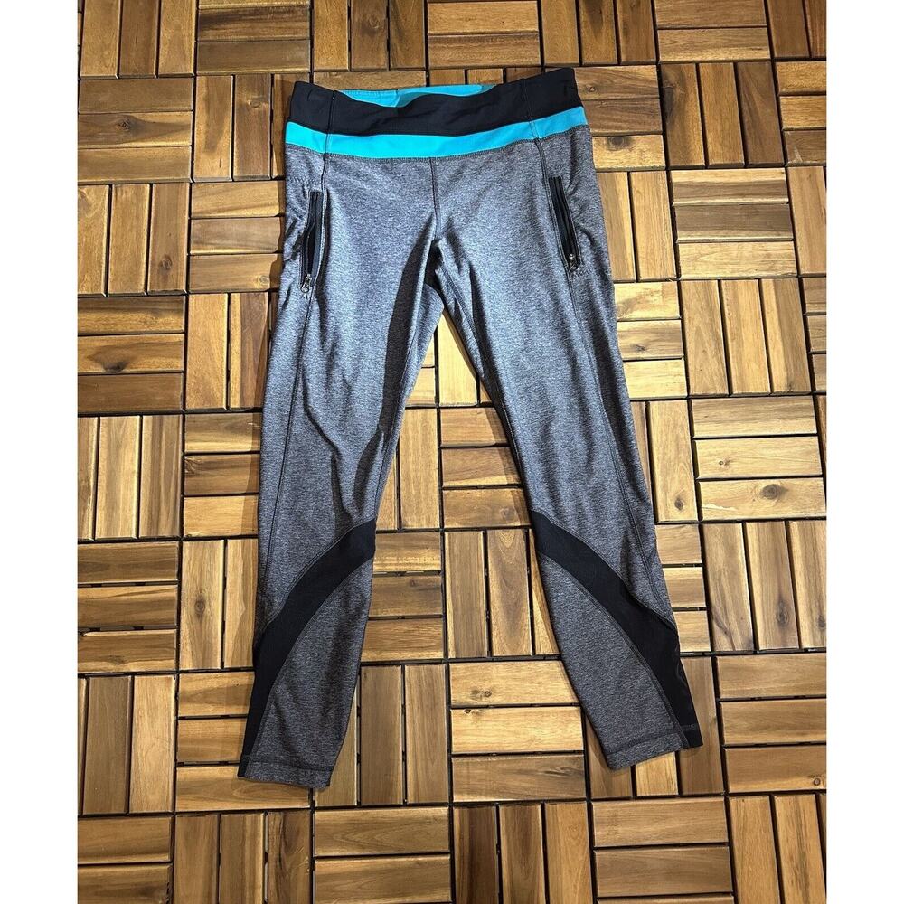 Lululemon Inspire Tight Leggings Womens 8 Gray Teal Athleisure Yoga Workout Gym